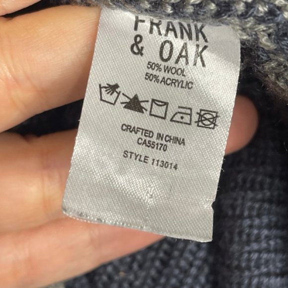 FRANK & OAK | Men's Gray & Blue Button Front Cardigan | Size L - Picture 9 of 11